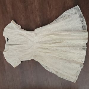 off white floral lace cocktail dress